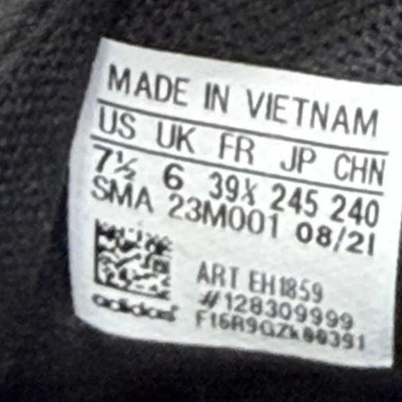 Adidas Shoes Womens Size 7.5 Black Canvas Athletic Sneakers Lace Up EH1859 - Picture 5 of 9